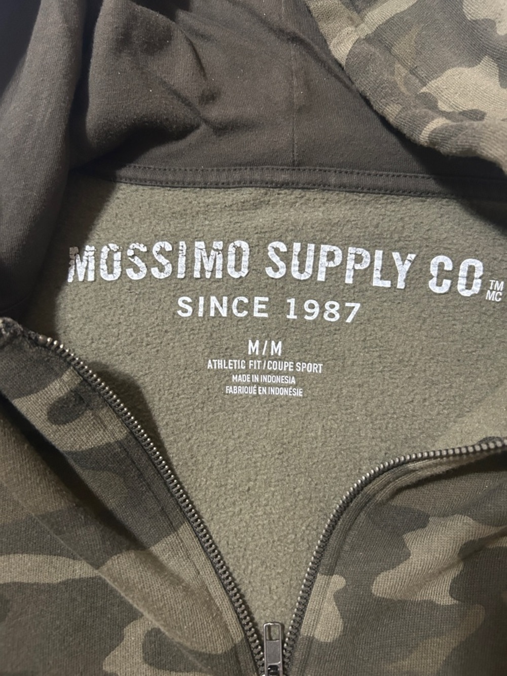 Mossimo Supply Co. Olive Camo Zip-Up Hoodie - Picture 2 of 2